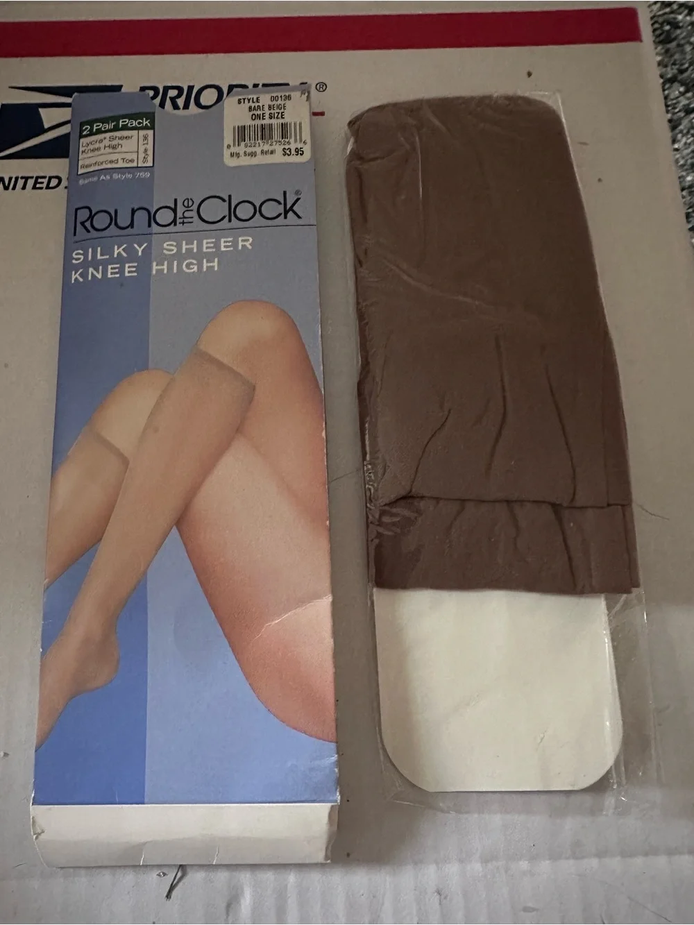 Vintage Round The Clock Silky Sheer Knee Highs Bare Beige